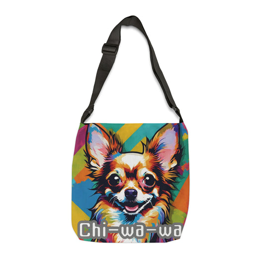Chihuahua-Popart-Verstellbar-Einkauftasche-L-front