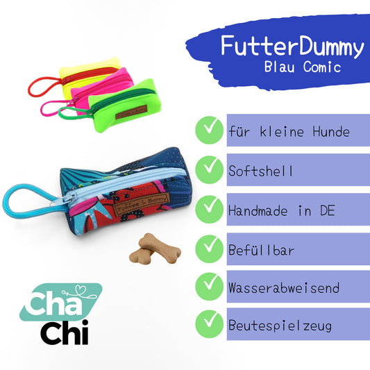 Futterdummy-Softshell-Blau-Comic-CharmingChihuahua