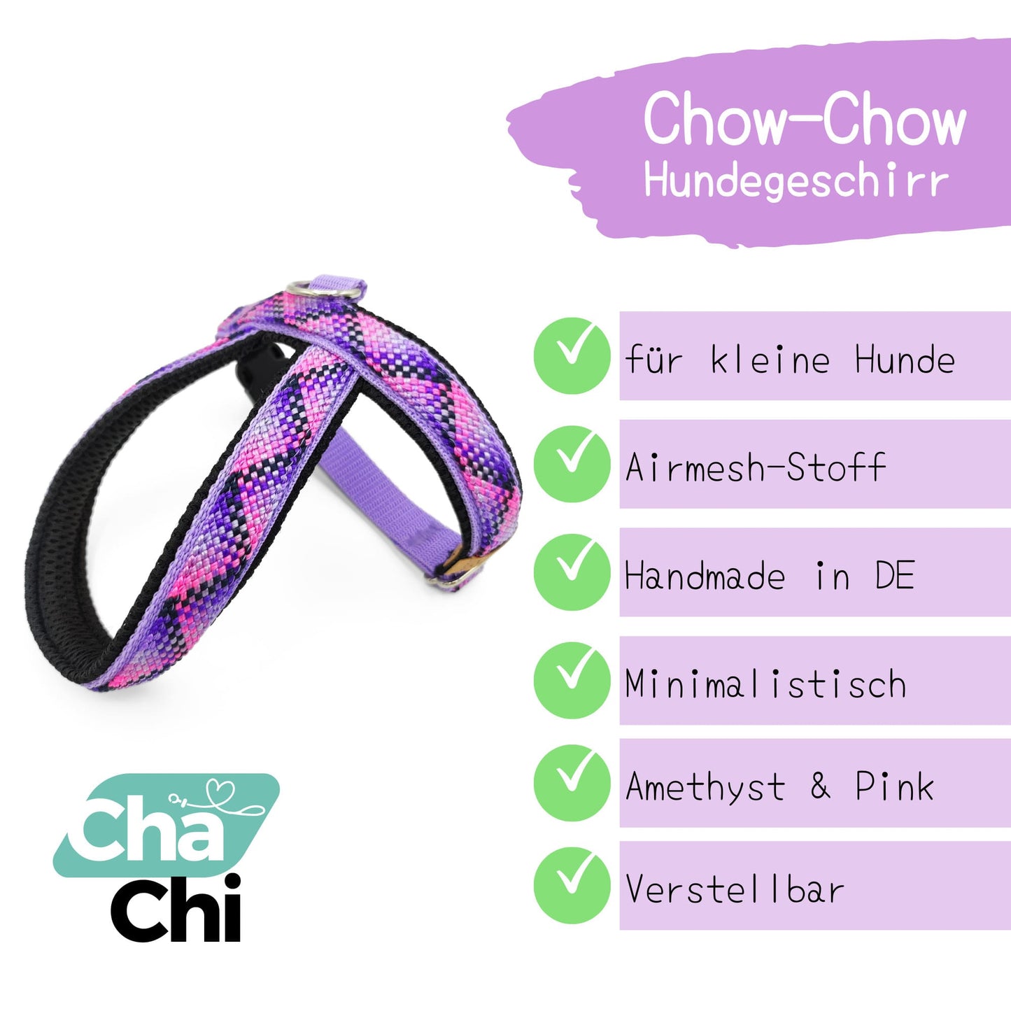  Hundegeschirr-Chow-Chow-Geschirr-Chihuahua-kleine-Hunde-Amethyst