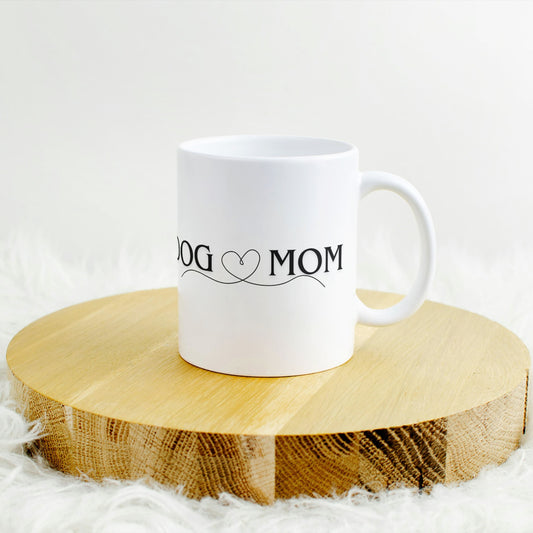 Tasse mit Spruch: Dog Mom - weiß