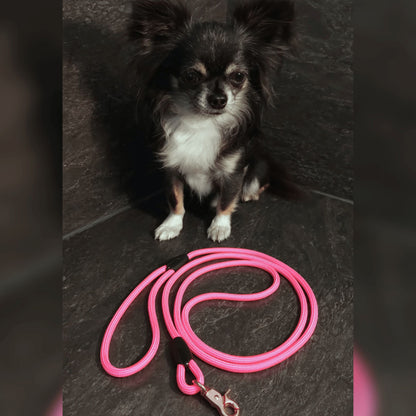 XXS Mini Hundeleine aus 6mm runde Paracord 1,5 Meter Neonpink - CharmingChihuahua