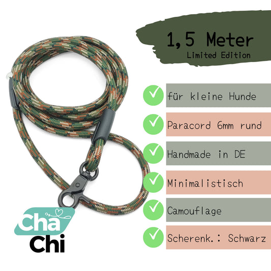 XXS Mini Hundeleine aus 6mm runde Paracord 1,5 Meter Camouflage - CharmingChihuahua