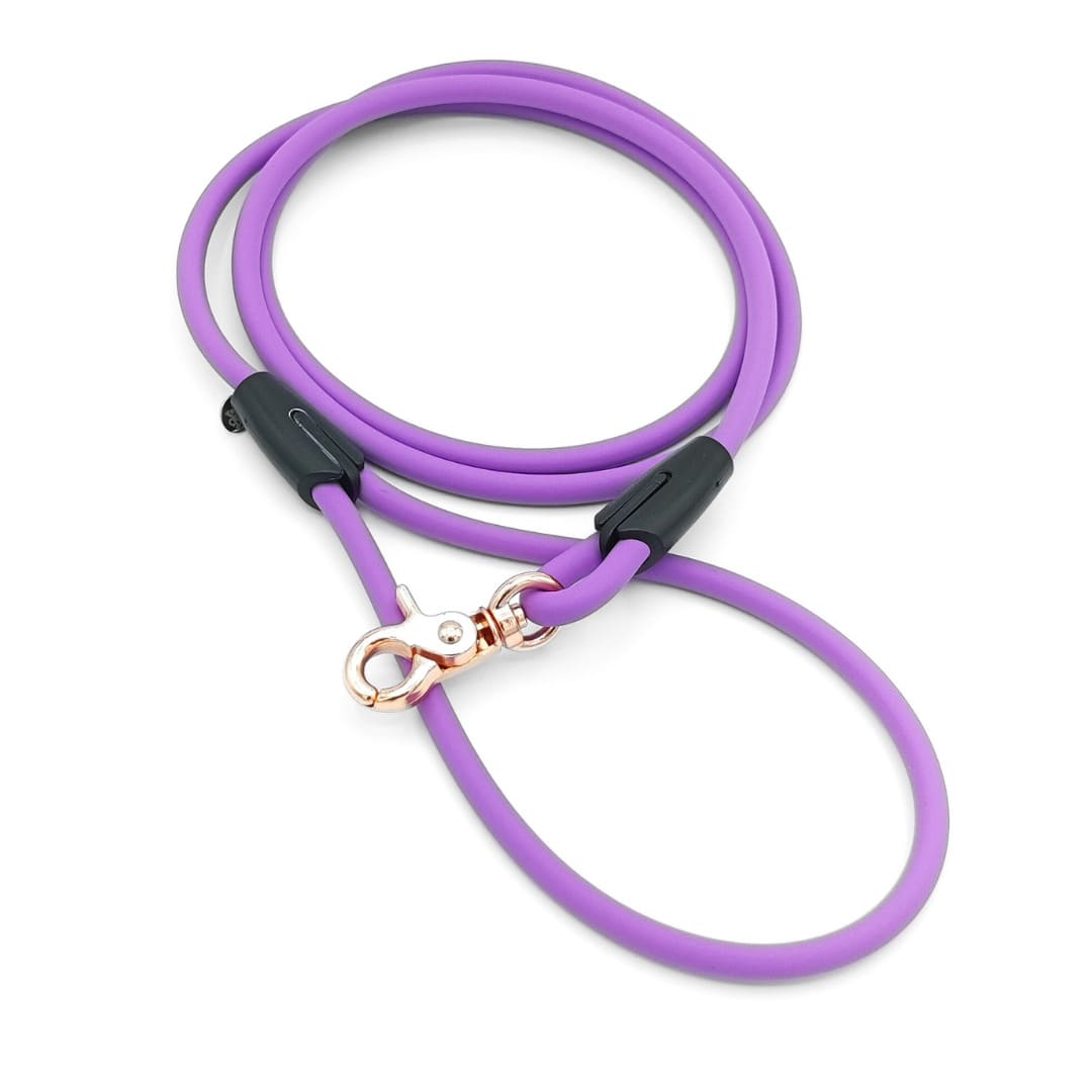 XXS Mini Hundeleinen aus 6mm runde BioThane® Amethyst Rosegold Scherenkarabiner - CharmingChihuahua