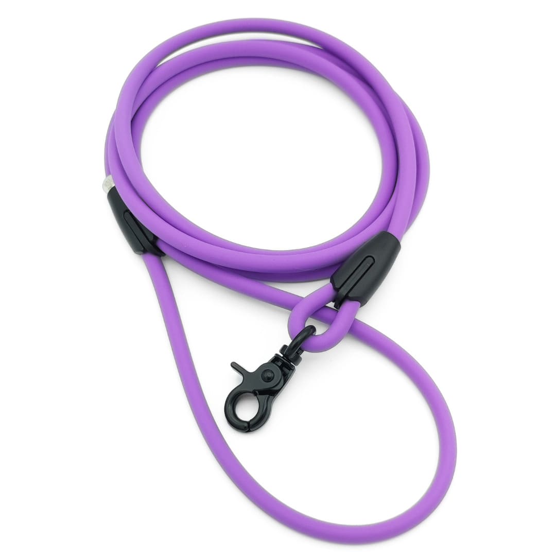 XXS Mini Hundeleinen aus 6mm runde BioThane® Amethyst Schwarz Scherenkarabiner - CharmingChihuahua