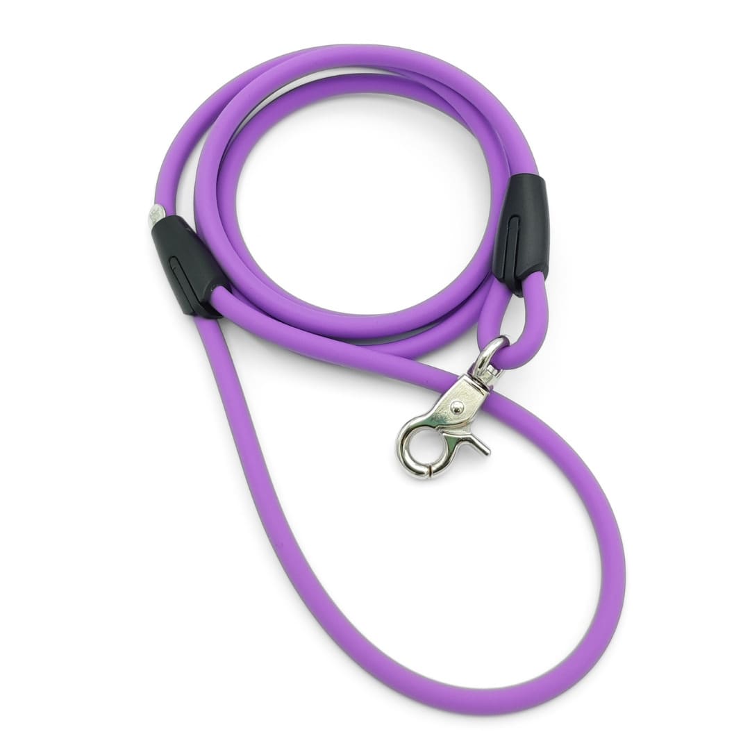 XXS Mini Hundeleinen aus 6mm runde BioThane® Amethyst Silber Scherenkarabiner - CharmingChihuahua