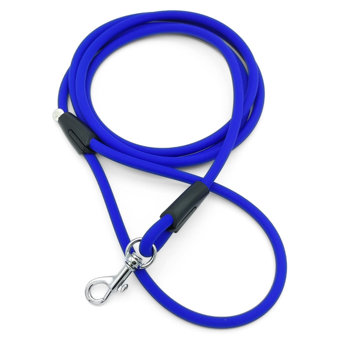 XXS Mini Hundeleinen aus 6mm runde BioThane® Marineblau Silber Bolzenkarabiner - CharmingChihuahua