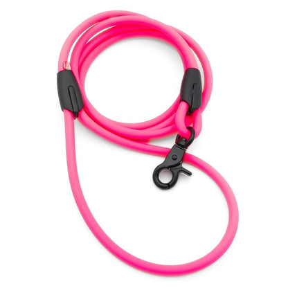 XXS Mini Hundeleinen aus 6mm runde BioThane® Neonpink Schwarz Scherenkarabiner - CharmingChihuahua