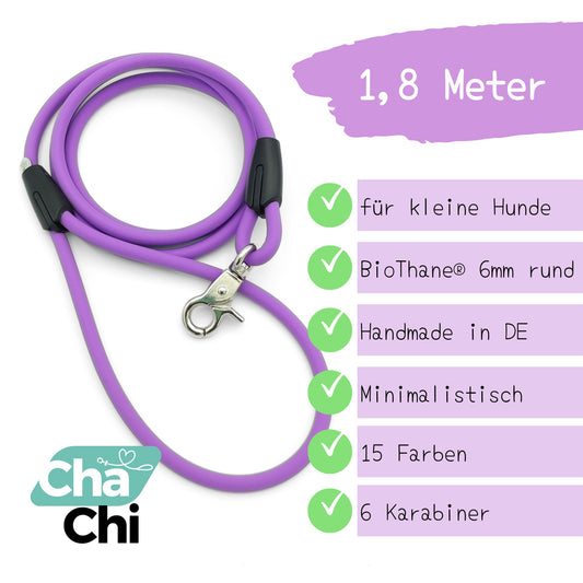 XXS Mini Hundeleinen aus 6mm runde BioThane® 1,8 Meter - CharmingChihuahua